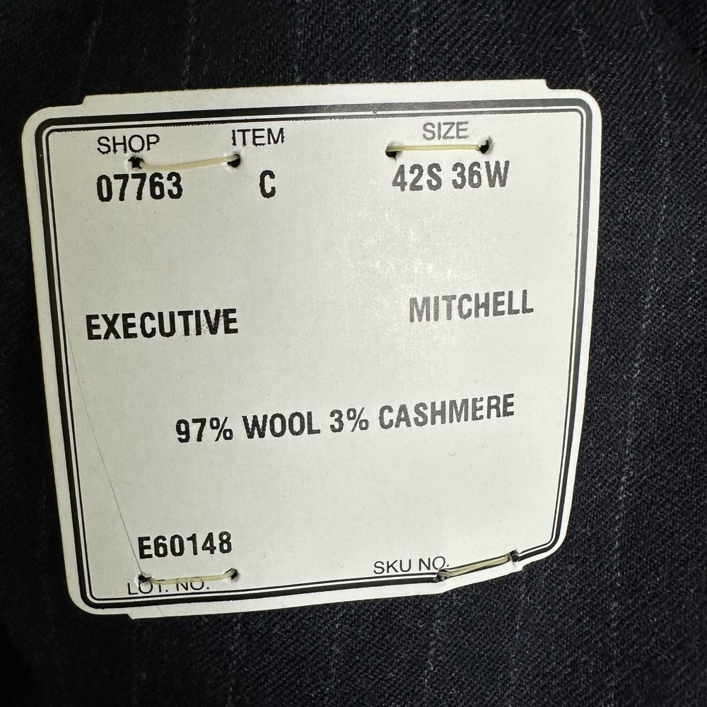 Jos A Bank Executive Collection Navy Pinstripe Wool Cashmere Blazer Jacket 42S - Picture 4 of 10